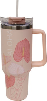 Natural HI 40 oz Tumbler w/ Handle - Anthurium