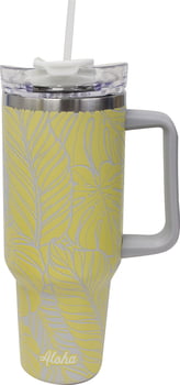 Natural HI 40 oz Tumbler w/ Handle - Monstera