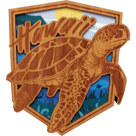 Laser Engraved Wood Magnet - Honu